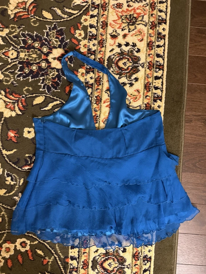 Top halter vintage y2k seda spenser jeremy seda azul talla L Foto 3 de 4