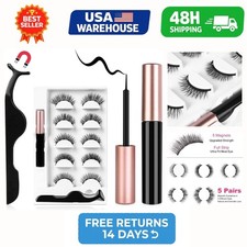 Magnetic Eyelashes with Eyeliner Kit, 5 Pairs Natural Look False Eyelashes with