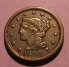 Photo of a 1848-P Large Cent from an eBay listing that sold on Jul 18, 2026