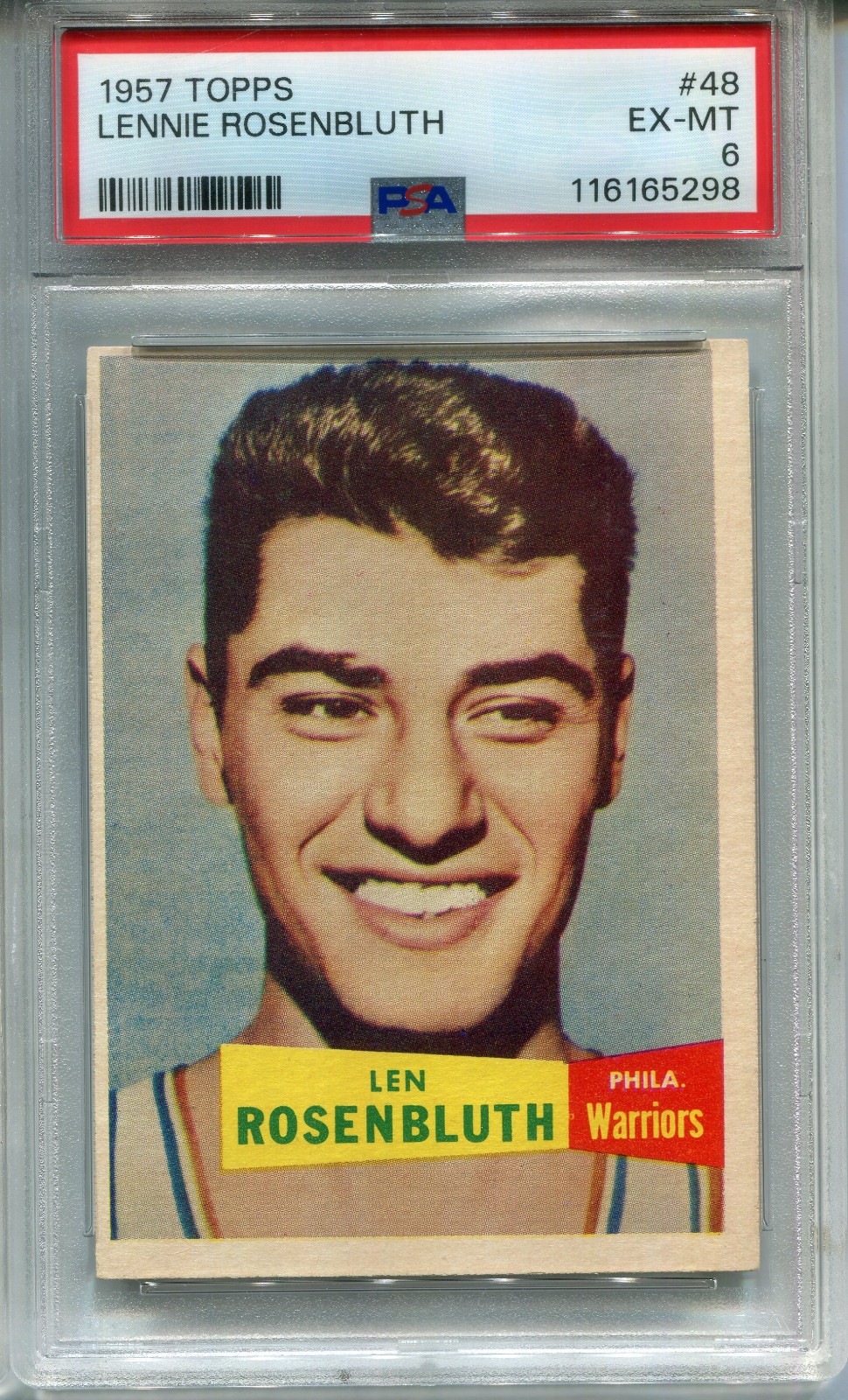1957 Topps #48 Lennie Rosenbluth PSA 6 EX-MT Philadelphia Warriors