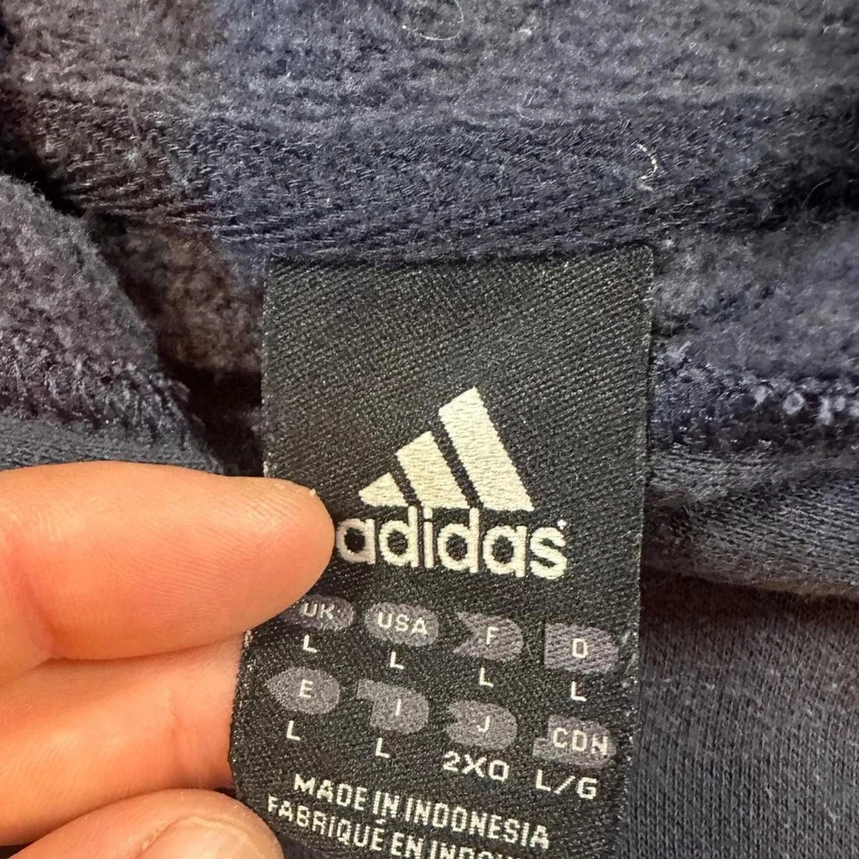 Sudadera con Capucha Adidas Vintage Años 90 Azul Marino Bordado Logo Años 90 Adidas Sudadera con Capucha Foto 4 de 4