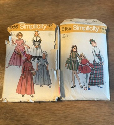 2 Vintage Simplicity Patterns-size 14 and 7 girls- 1970 and 1972
