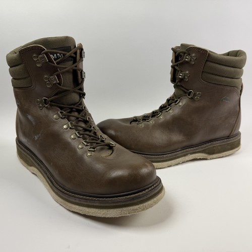 Simms Mens Wading Boots Size 15 Brown Leather Felt Sole Fly Fishing Shoes