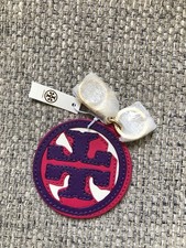 New Tory Burch Miller Logo Leather 3-piece Key Fob