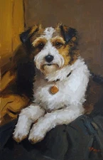 Original art - Oil painting - jack Russell dog - portrait by UK artist j payne