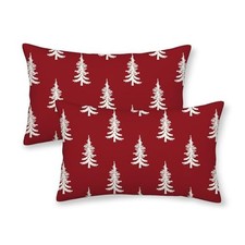 Christmas Pillow Covers 12x20 Inch Set of 20" x 12" Pack of 2 Red White Tree