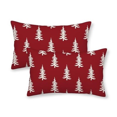  Christmas Pillow Covers 12x20 Inch Set of 20'' x 12'' (Pack of 2) Red White Tree