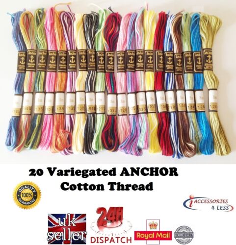 25 Variegated Anchor cotton cross stitch thread embroidery Floss basic colours - Picture 1 of 1
