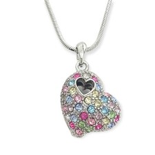 Heart Pendant 18" Chain Made With Swarovski Crystal Love Multi Color Necklace