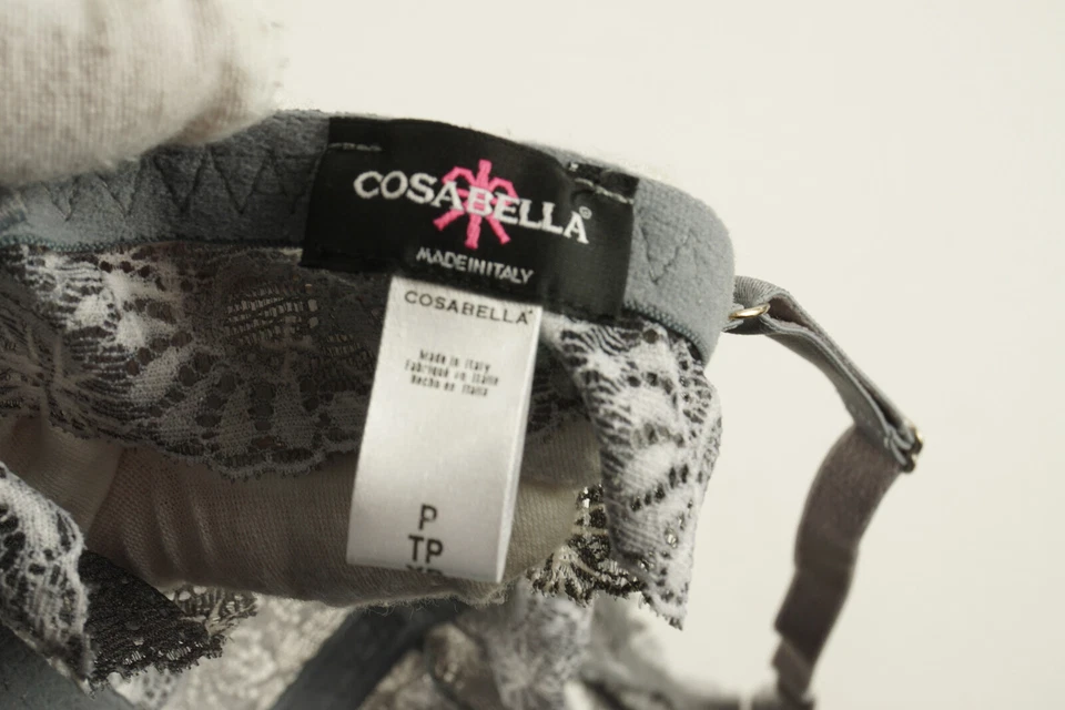 Nuevo Sujetador Geométrico Cosabella Pixie Triángulo Alto Talla P Gris Encaje Transparente Foto 4 de 4