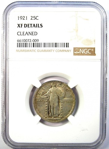1921 Standing Liberty Quarter 25C Coin - Certified NGC XF Details - Rare Date! - Picture 2 of 5