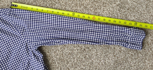 American Eagle Casual Mens Shirt L Classic Fit Long Sleeve Blue White Check - Picture 9 of 10