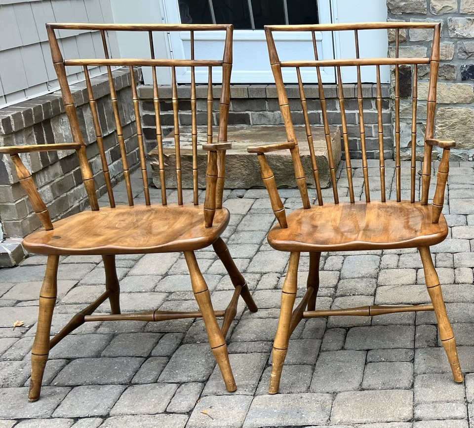 Set of 2 Ethan Allen Birdcage Arm Chairs Circa 1776 Maple 18 6801 Made