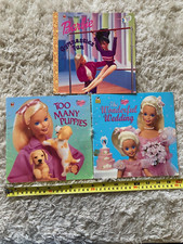 3 Barbie Books: Too Many Puppies, The Wonderful Wedding and Gymnastics Fun
