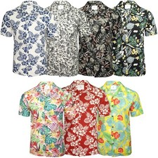 Xact Mens Cuban Revere Collar Hawaiian Shirt, Short Sleeved