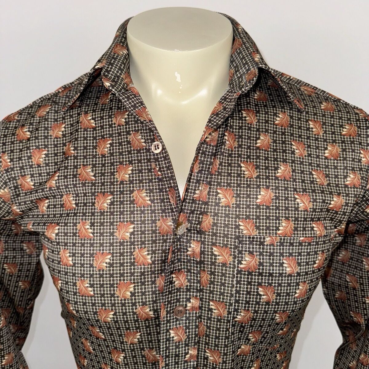 Vtg 60s 70s Kingsport Shirt Leaf Print Ugly Nik Mod Vtg 60s 70s Kingsport Shirt Leaf Print Ugly Nik Mod