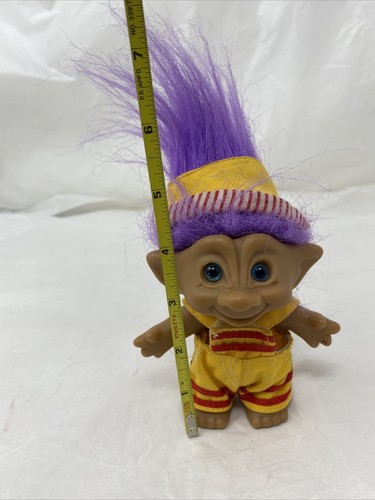Troll Puppe Ace Neuheit Vintage lila Haarschmuck mit Overall Kleid - Bild 4 von 8