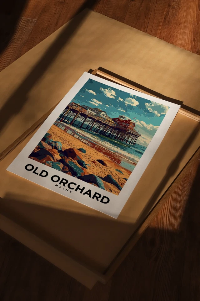 Old Orchard Beach Maine Vintage Style Travel Poster - Home Decor, Wall Art - Image 3 of 4