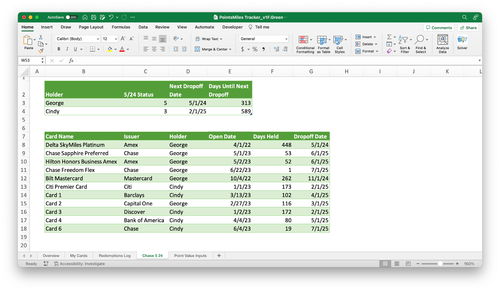 Credit Card Points & Miles Tracker - Travel Hacking Spreadsheet - Chase 5/24 - Picture 11 of 12