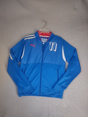 Puma King Legends Mens Jacket Medium Blue Full Zip Long Sleeve Track Logo
