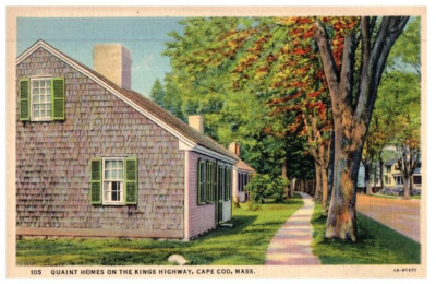 Quaint Heime On The Könige Highway Cape COD Massachusetts Postkarte Versand 1938