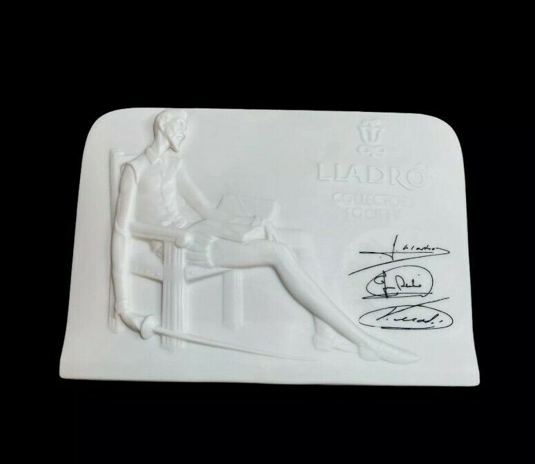 Vintage Lladro  Collector’s Society Don Quixote Porcelain  Plaque Signed 4.5”x6”