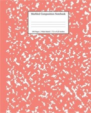 Marbled Composition Notebook: Coral Pink Marble Wide Ruled Paper Subject Book P