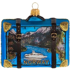 Norway Travel Suitcase Polish Glass Christmas Ornament ONE Tree Decoration New