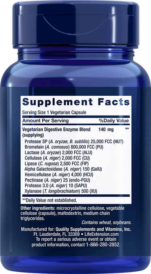 Enzimas súper digestivas mejoradas 60 cápsulas extensión de vida proteasa/amalálisis Foto 2 de 2