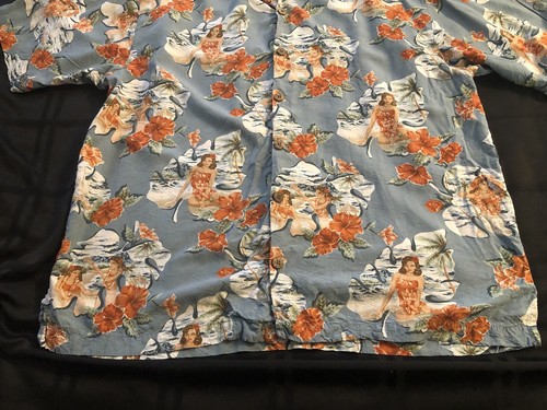 TOMMY BAHAMA CAMICIA HAWAIANA SETA PINUP RAGAZZE SU FIORE Taglia:GRANDE UOMO - Foto 2 di 9