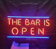 The Bar Is Open Neon Light Sign 17"x14" Lamp Beer Pub Hanging Poster UX