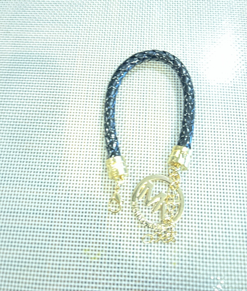 MICHAEL KORS Black Braided Leather Bracelet