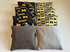 MICHIGAN WOLVERINES CORNHOLE BEAN BAGS SET OF 8 STICK AND SLICK CORN HOLE
