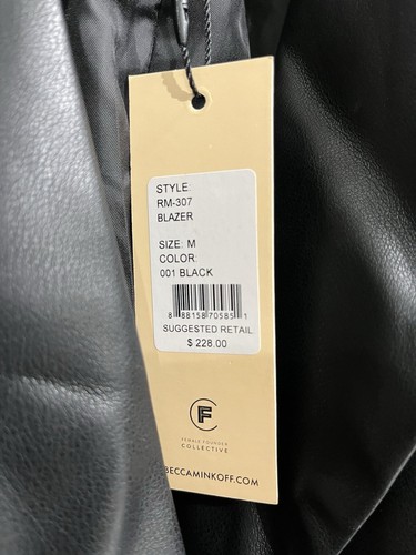 Rebecca Minkoff Jacket Womens L Black Vegan Leather Trench Coat Blazer Classic - Picture 12 of 12