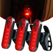 3-Pack LED Bicycle Cycling Tail Light USB Rechargeable Bike Rear Warning Light