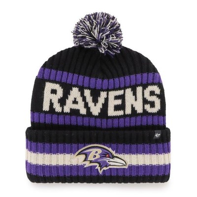 Purple Bering Pom Cuffed Knit Hat 