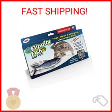 Ontel Flippity Fish Interactive Cat Toy with Catnip & Fishing Pole - Touch Activ