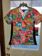 Nwt actual Womens Scrub Top Dogs Side Stretch M L Xl 2x
