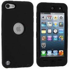 Hybrid Hard Silicone Case for iPod Touch 5th Gen - Black/Black