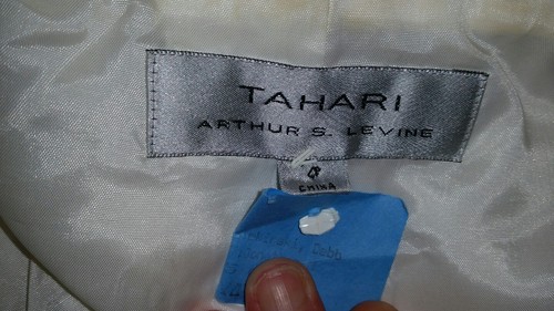Womens TAHARI Linen Blend Military Style Jacket Size 4 Mandarin Neck Snap Cream - Picture 6 of 10