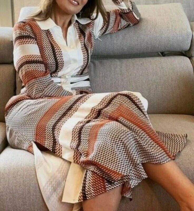 ★Massimo Dutti★ Flare Check Midi Dress MASSIMO DUTTI (ZARA GROUP) PRINTED FLARED COLLARED MIDI