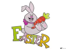 Veil Entertainment Easter Bunny Holding Carrot Decoration PVC 7" Window Cling
