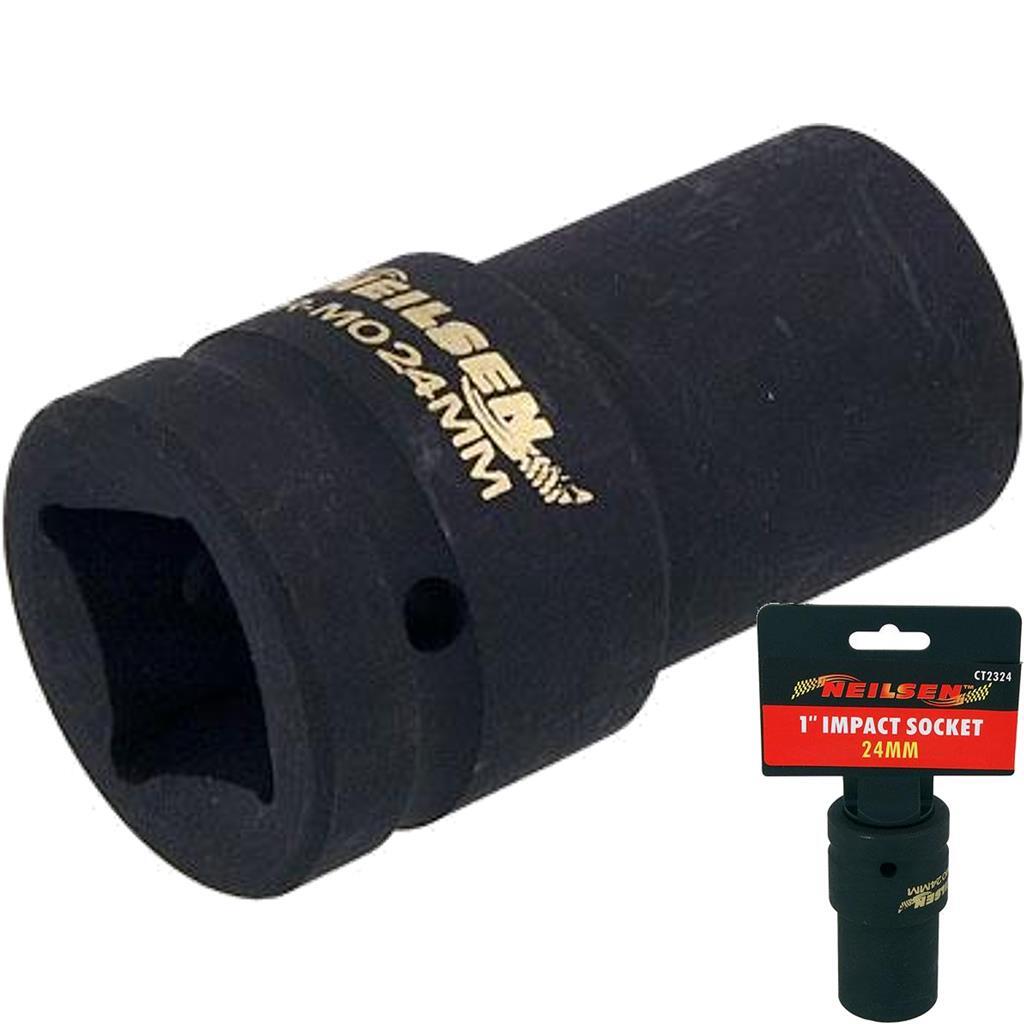 Neilsen 1"" Drive Standard Deep Square Metric Single Impact Socket 24mm