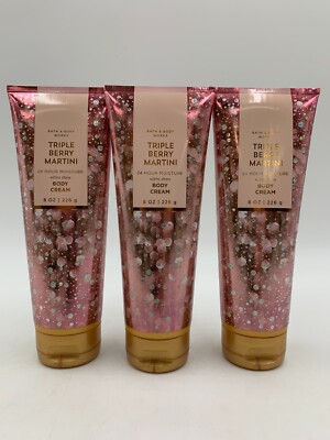 Bath & Body Works Triple Berry Martini Body Cream Set of 3 Tubes Full Size #1052