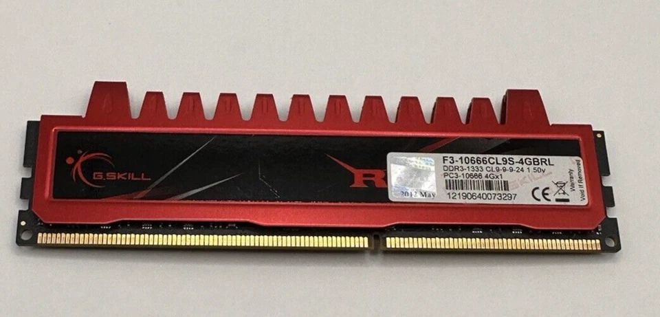G.SKILL Ripjaws F3-10666CL9S-4GBRL 4GB PC3-10666 Gaming DIMM PC Memory RAM - Image 2 of 4