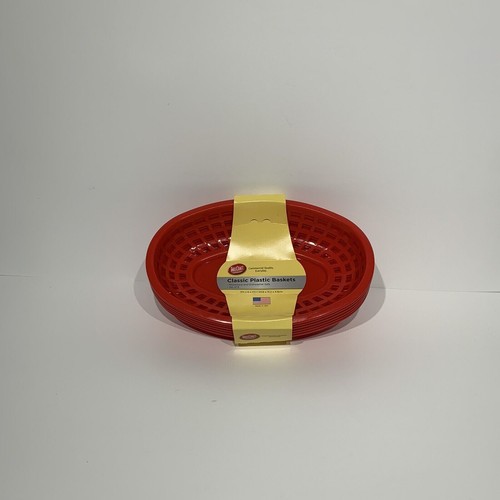 TableCraft Classic Plastic Baskets - Set of 6 Oval Red Baskets - New with Tag - Picture 2 of 2