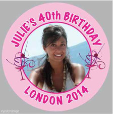 Personalised Birthday Party Night Photo Stickers Sweet Cone 18th,21st,40th -033