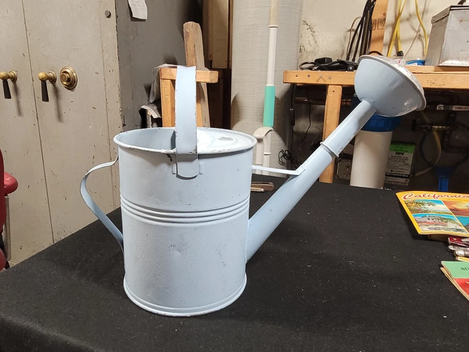 Vintage Heavy Duty Garden Watering Can  marked 99 11  Painted In Light Blue - Image 3 of 4
