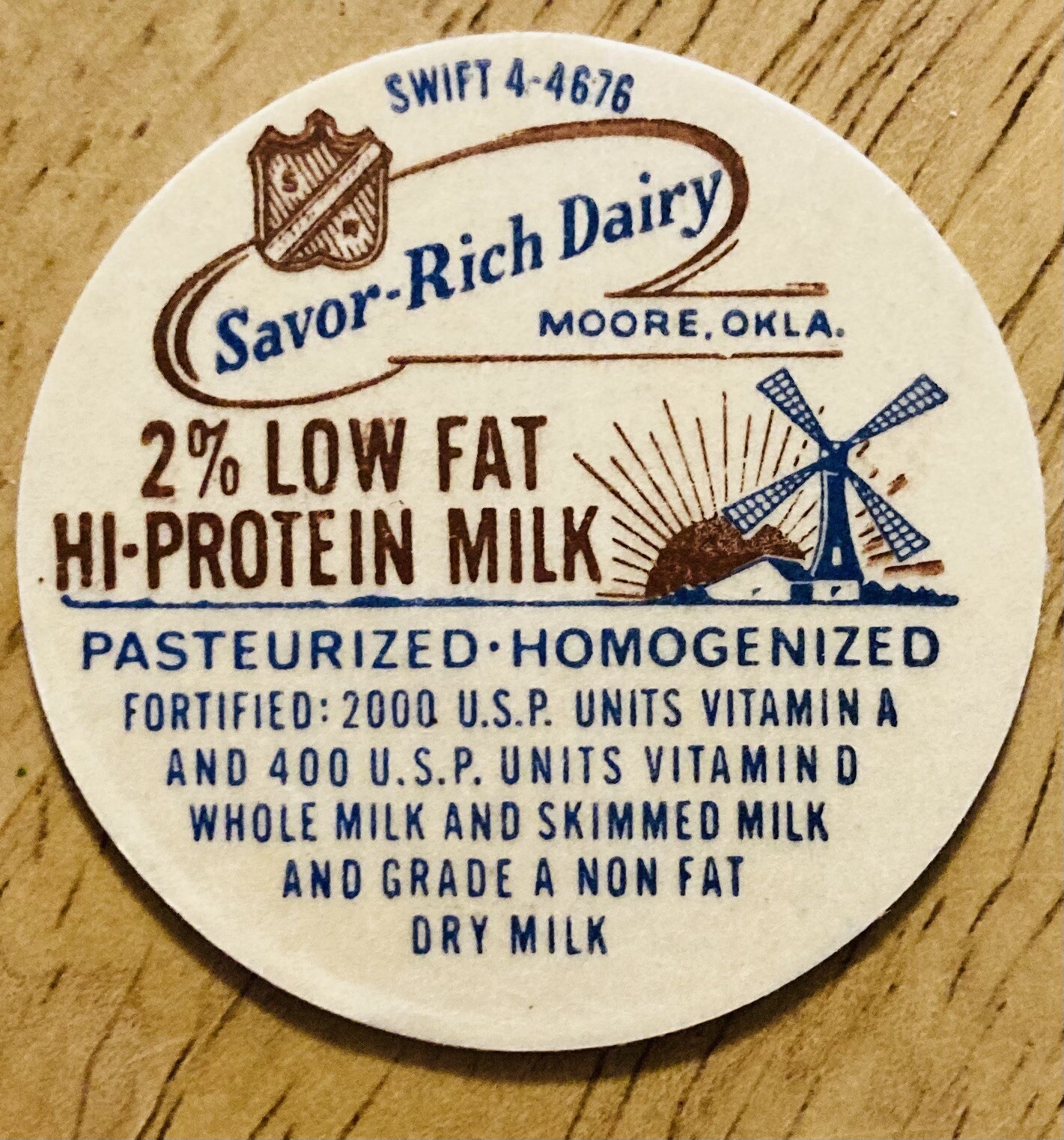 MILK BOTTLE CAPSAVORRICH DAIRY, MOORE, OKLAHOMA. eBay