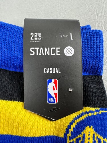 Stance x NBA Golden State Warriors Casual 2-Pack Crew Socks Royal/Yellow Large - Picture 2 of 8